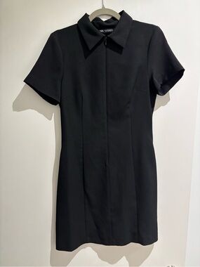 Zara Black Short-Sleeve Collared Mini Dress